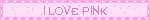 animated button that reads 'I love pink' in all caps, over a background of pink sparkles over a pink color block and with a dancing pink border