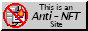 button with a red crossed out circle over an image of a computer on fire. The text reads This is an Anti-NFT Site