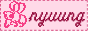 nyuung's pink site button, with a cute-ified mosquito drawing, white text that reads 'nyuung' with a black drop shadow, and nyuung written in Lao, which looks a little like a mosquito itself